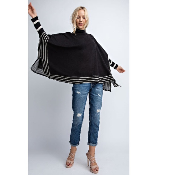 HP! Stripe Contrast Poncho Top - Picture 4 of 5